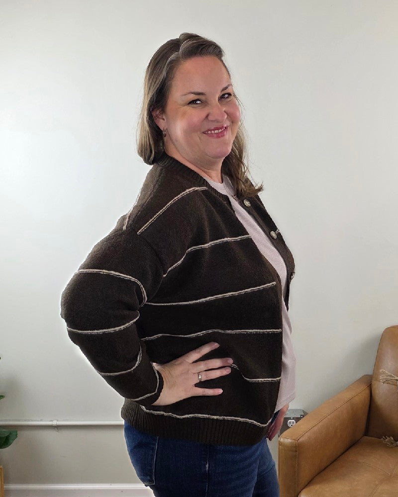 Aliza Striped Button Down Sweater