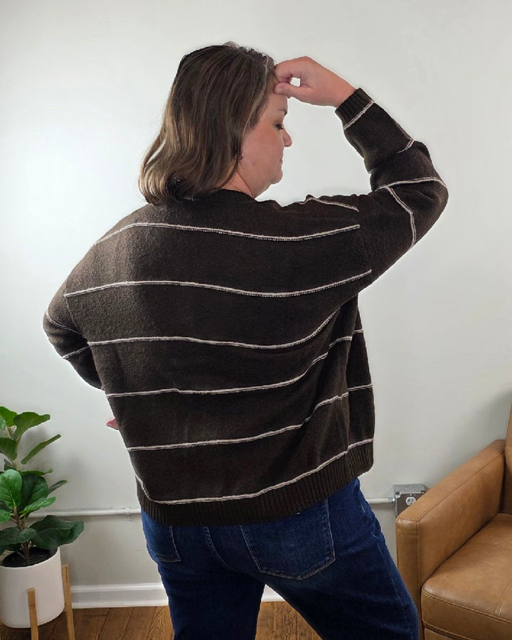 Aliza Striped Button Down Sweater