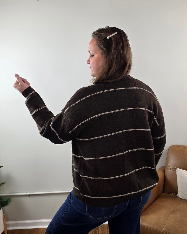 Aliza Striped Button Down Sweater