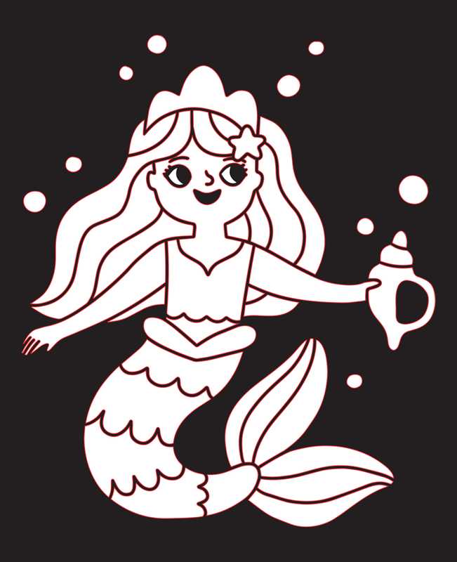 Create enchanting sticker scenes or enhance your coloring kits with ColorWorld: Foil Art Coloring! by Editors of Silver Dolphin Books from Simon &amp; Schuster. Featuring a cartoon mermaid with long hair and a crown, holding a shell and surrounded by bubbles on a striking black background, this set is perfect for endless creative fun.