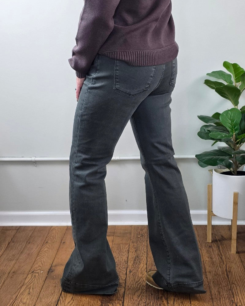 Jessica High Rise, Olive Flares from Risen with Tummy Control