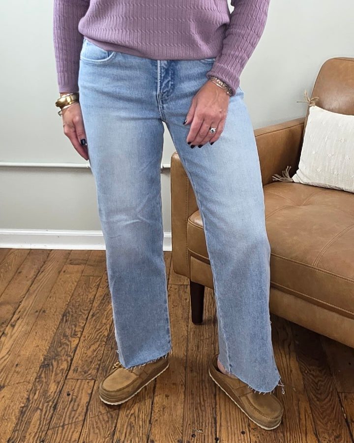 Laura Crop Straight Jeans with Bow Embroidery from Risen
