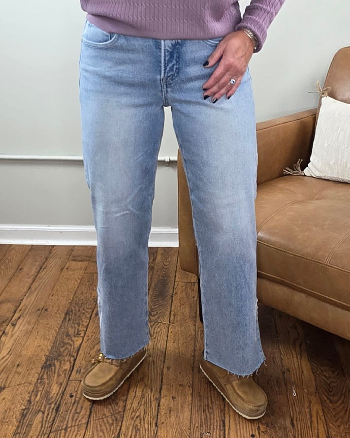 Laura Crop Straight Jeans with Bow Embroidery from Risen