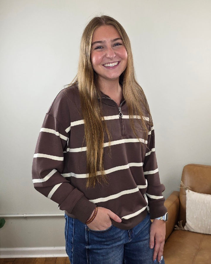Loma Striped Quarter Zip Pullover