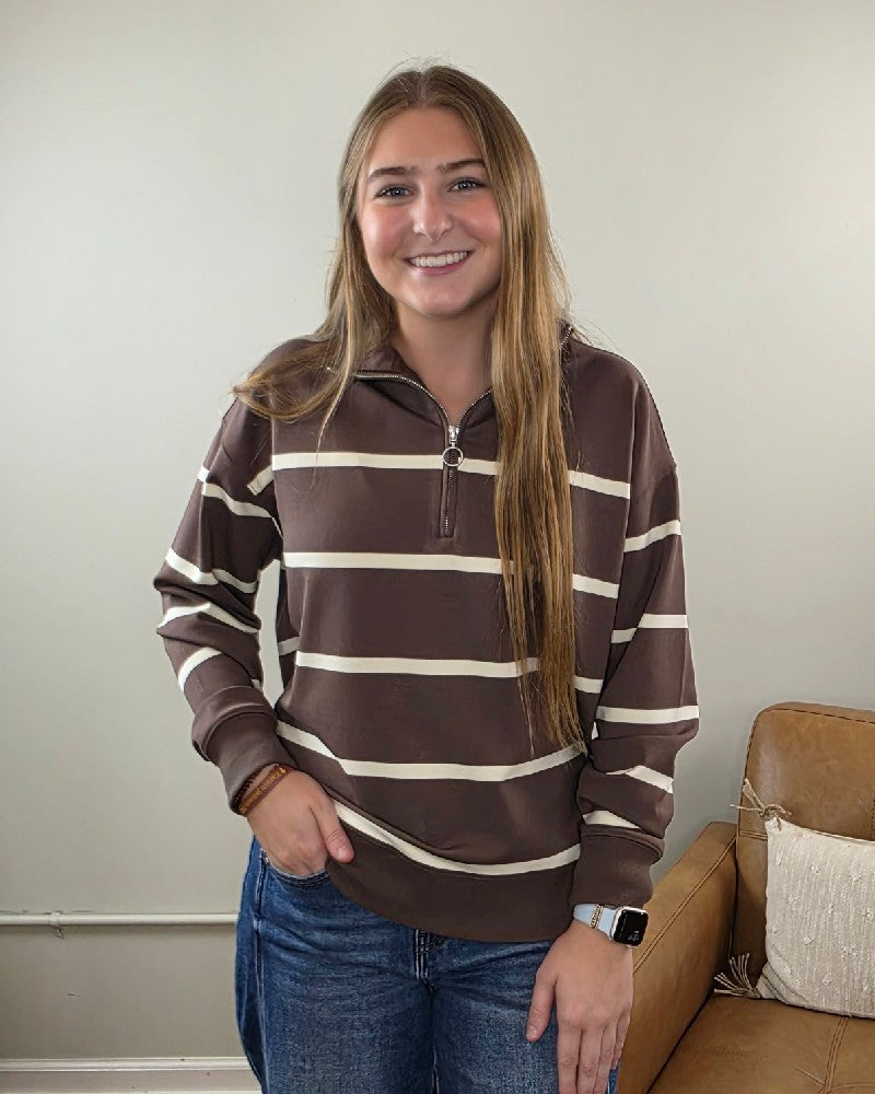 Loma Striped Quarter Zip Pullover