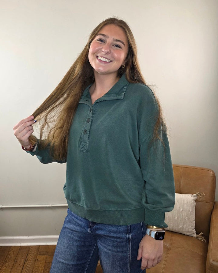 Nora Button Front Sweatshirt