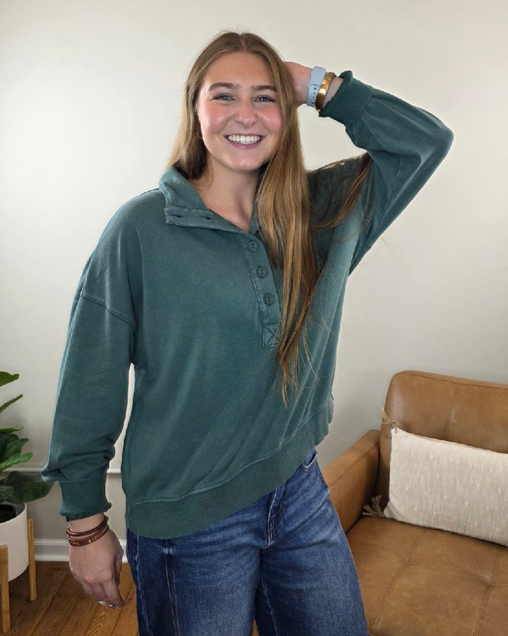 Nora Button Front Sweatshirt