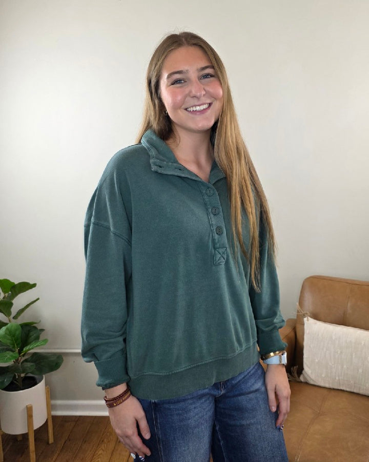 Nora Button Front Sweatshirt