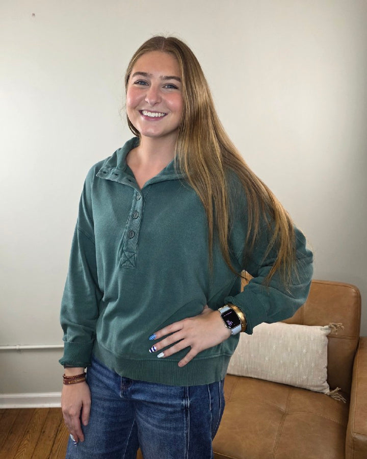 Nora Button Front Sweatshirt