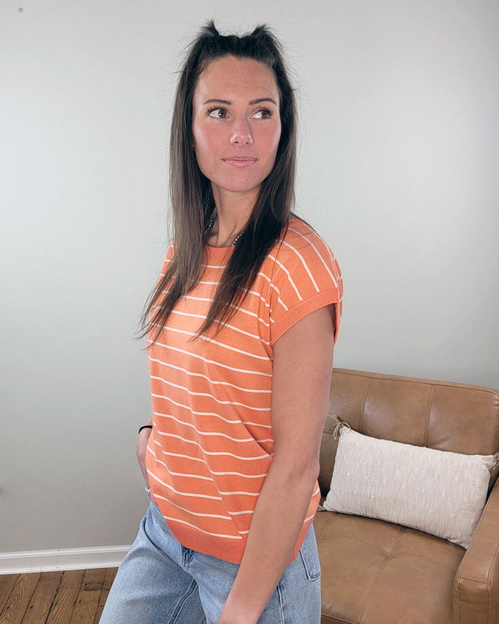 Hallie Striped Short Sleeve Sweater