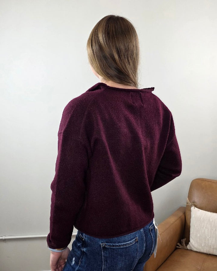 Violet Oxblood Button Down Cardigan