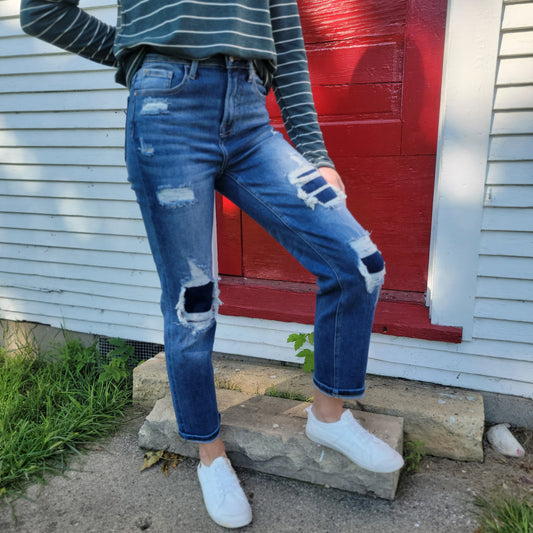 Patched Straight Jeans from Risen