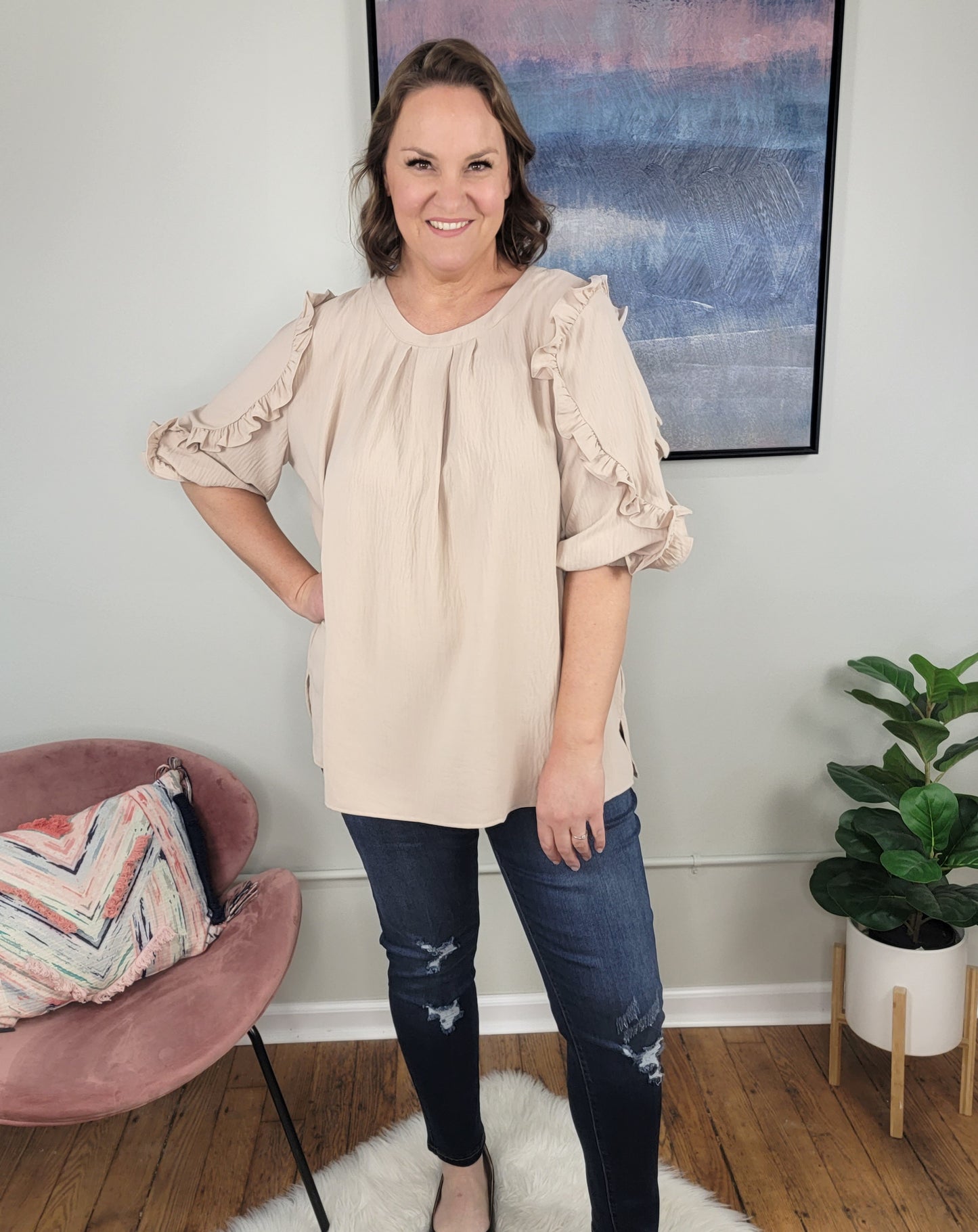 Isabelle Ruffle Trim Top