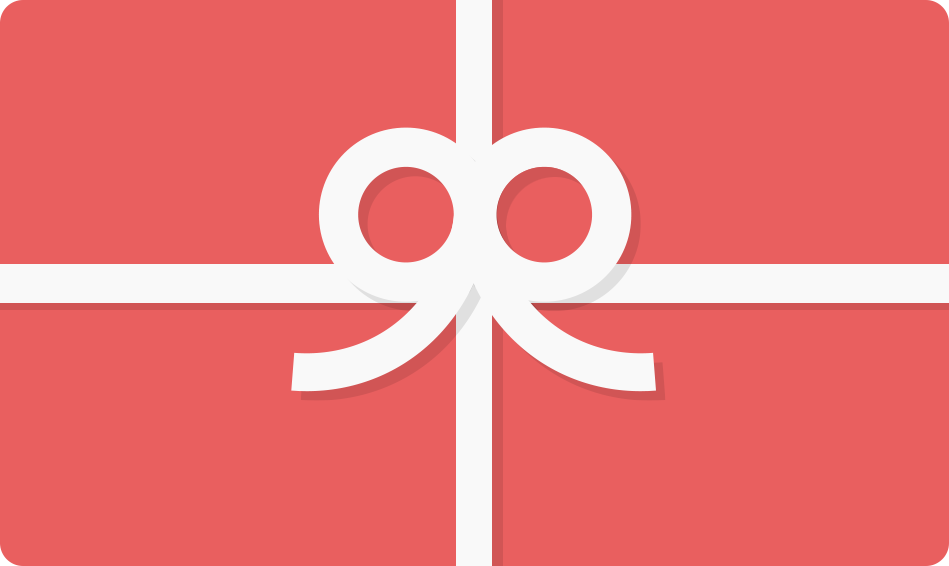 A minimalistic, flat design shows a red gift box with a white ribbon—ideal for presenting a Cosmos + Clover Boutique Gift Card, the perfect choice for any occasion.